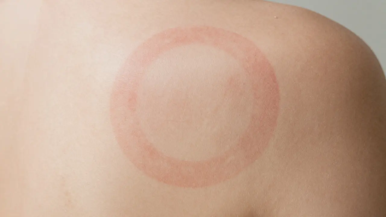Fading circular marks on skin from cupping therapy, natural color transition